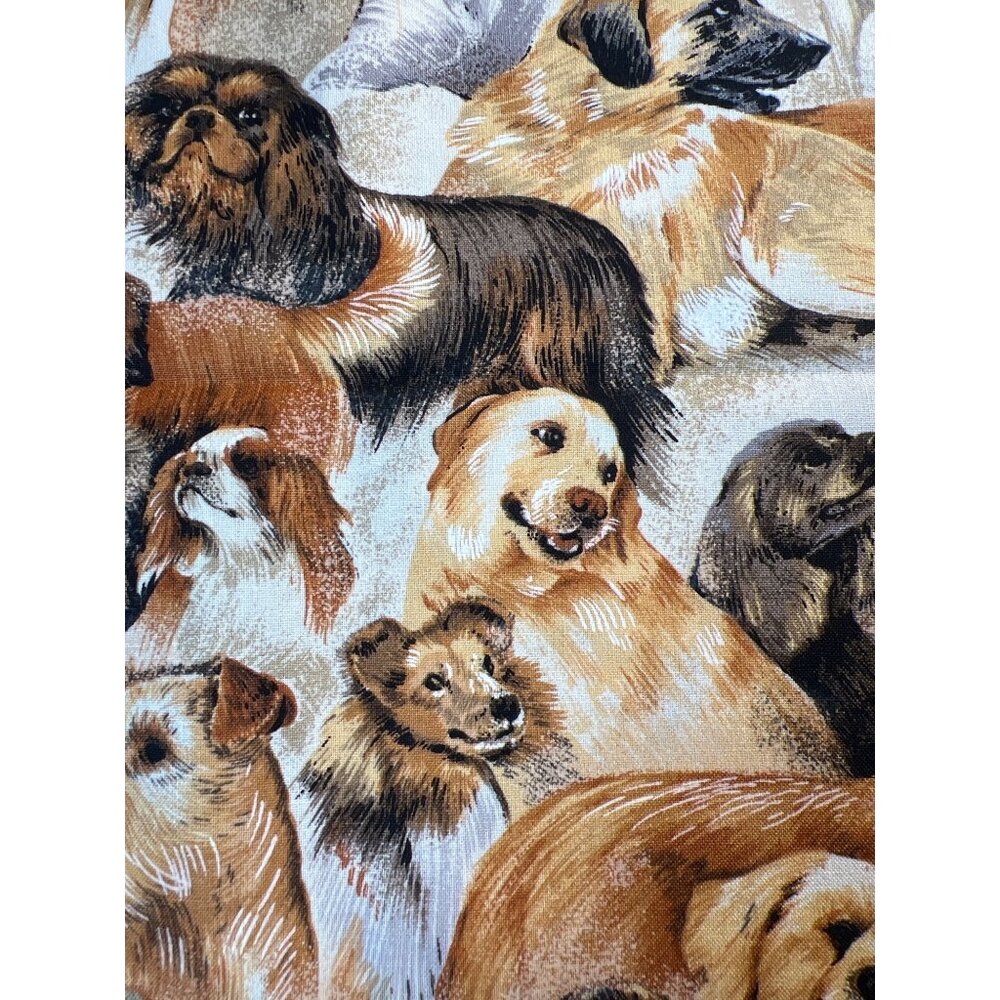 Fabric - Vintage 90s Hi Fashion Fabrics Mix of Dog Breeds‎ Collage 19” L x 44” W